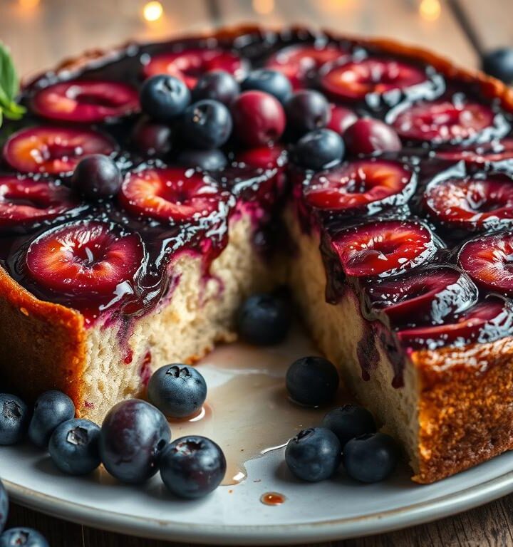Plum Blueberry Upside Down Cake