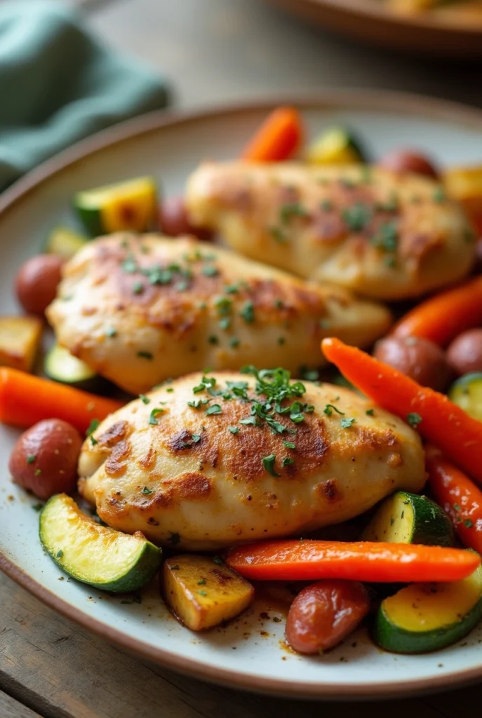 Baked Chicken Breasts and Vegetables