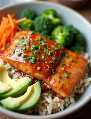 Bourbon Teriyaki Salmon Rice Bowl