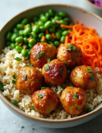 Garlic Ginger Chicken Meatball Bowls