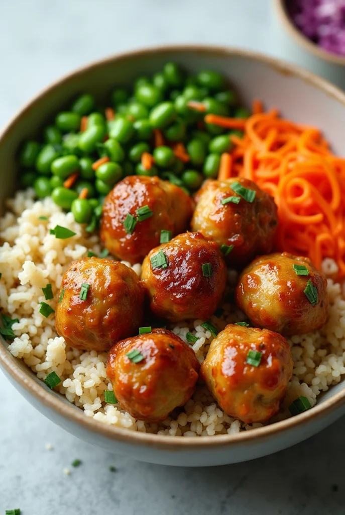 Garlic Ginger Chicken Meatball Bowls