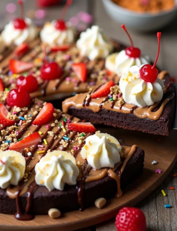 Banana Split Brownie Pizza