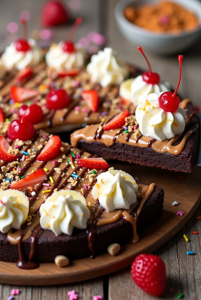 Banana Split Brownie Pizza