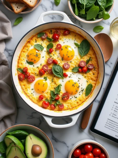 Baked eggs breakfast
