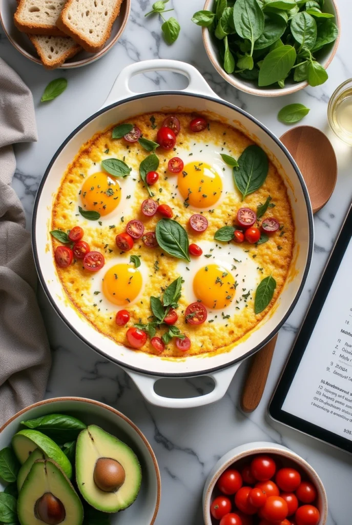 Baked eggs breakfast