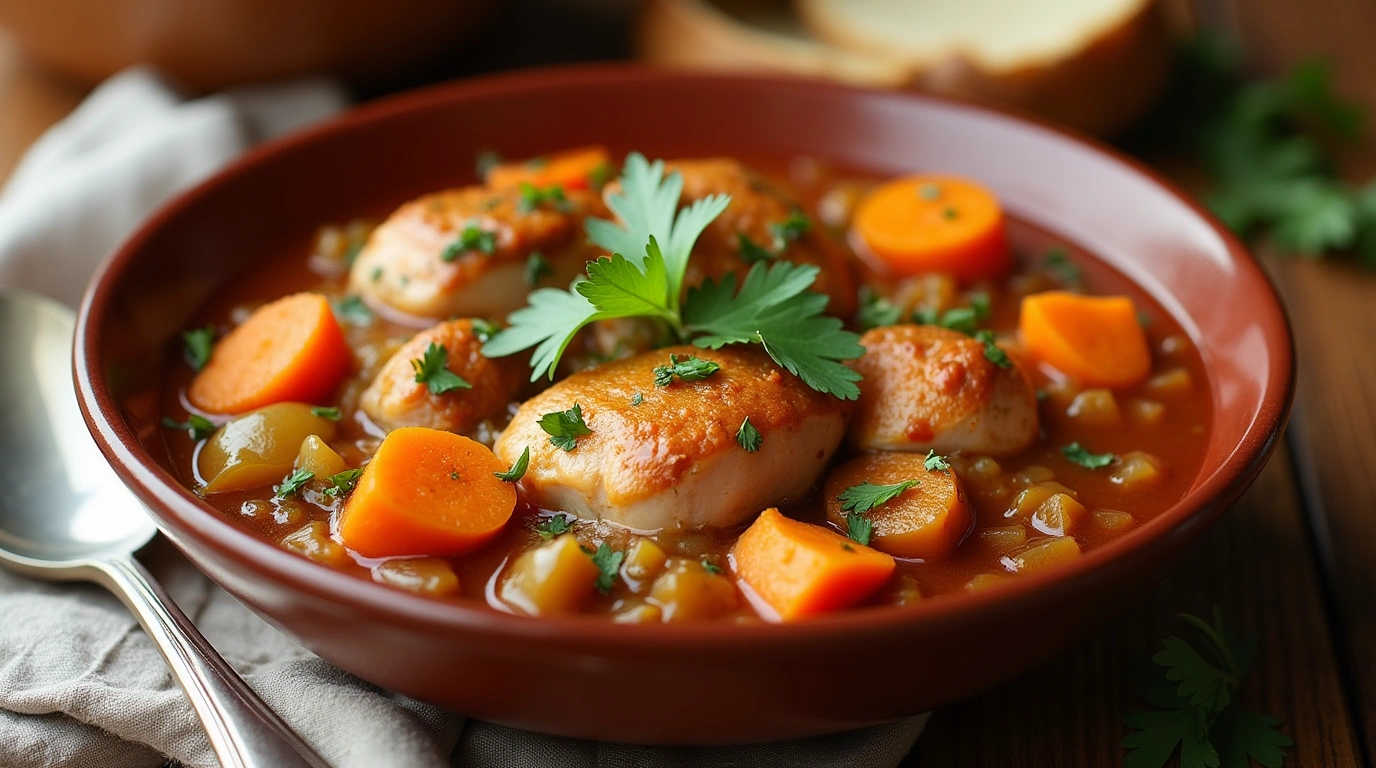 Slow Cooker Chicken Thigh and Sweet Potato Stew