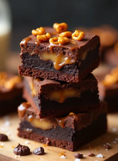 Caramel Pretzel Brownies